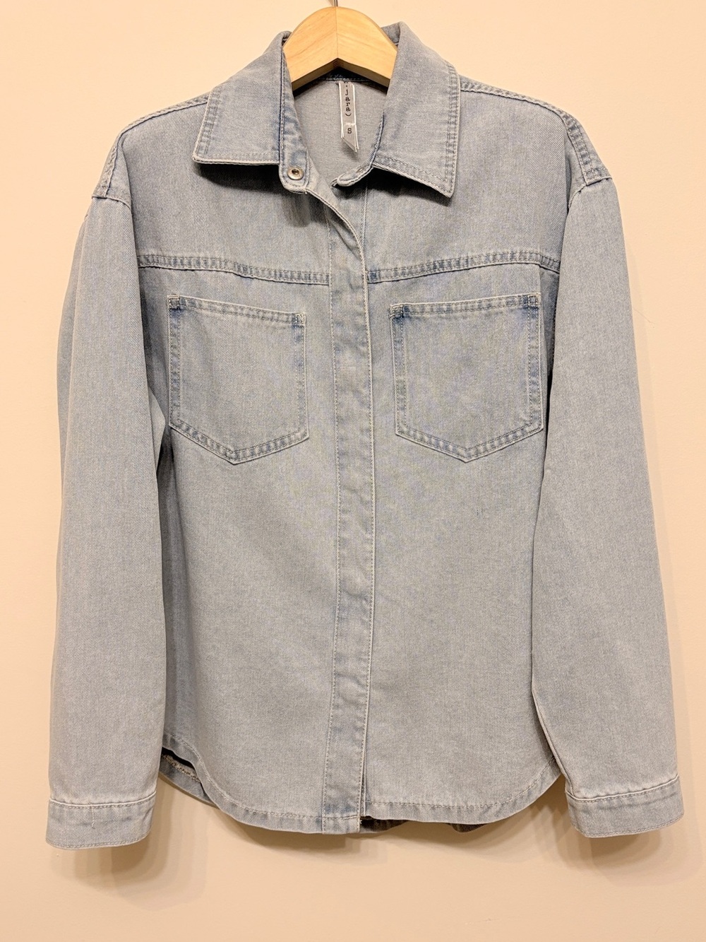 Blue denim cotton button down shirt sz s small worn once